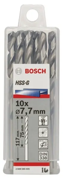 Bosch HSS-G 7,7*117 mm 10'lu Paket