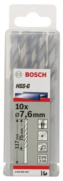 Bosch HSS-G 7,6*117 mm 10'lu Paket
