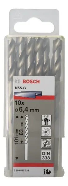 Bosch HSS-G 6,4*101 mm 10'lu Paket