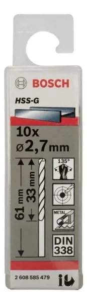Bosch HSS-G 2,7*61 mm 10'lu Paket