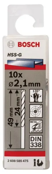 Bosch HSS-G 2,1*49 mm 10'lu Paket