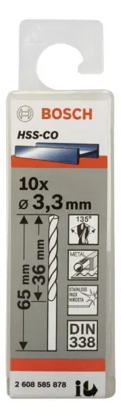 Bosch HSS-Co 3,3*65 mm 10'lu Paket