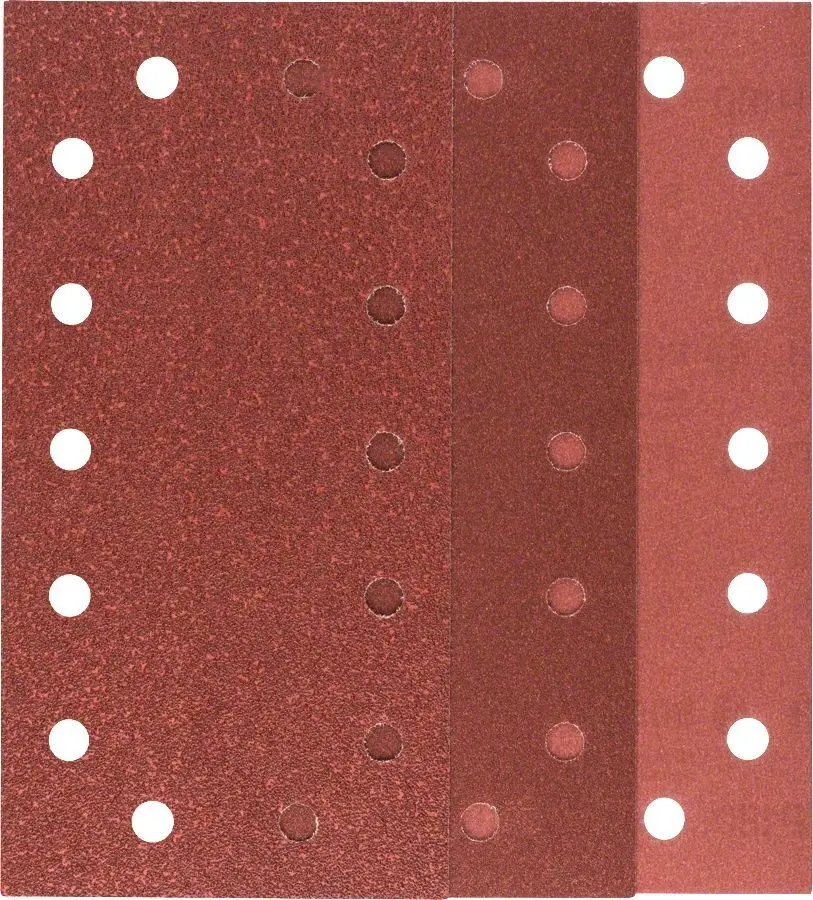 Bosch - Titreşimli Zımpara Kağıdı 10'lu Set, 115 x 230 mm 60/120/180 Kum 14 Delik