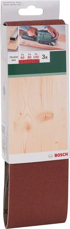 Bosch - Tank Zımpara Kağıdı 3'lü, 75 x 533 mm 100 Kum