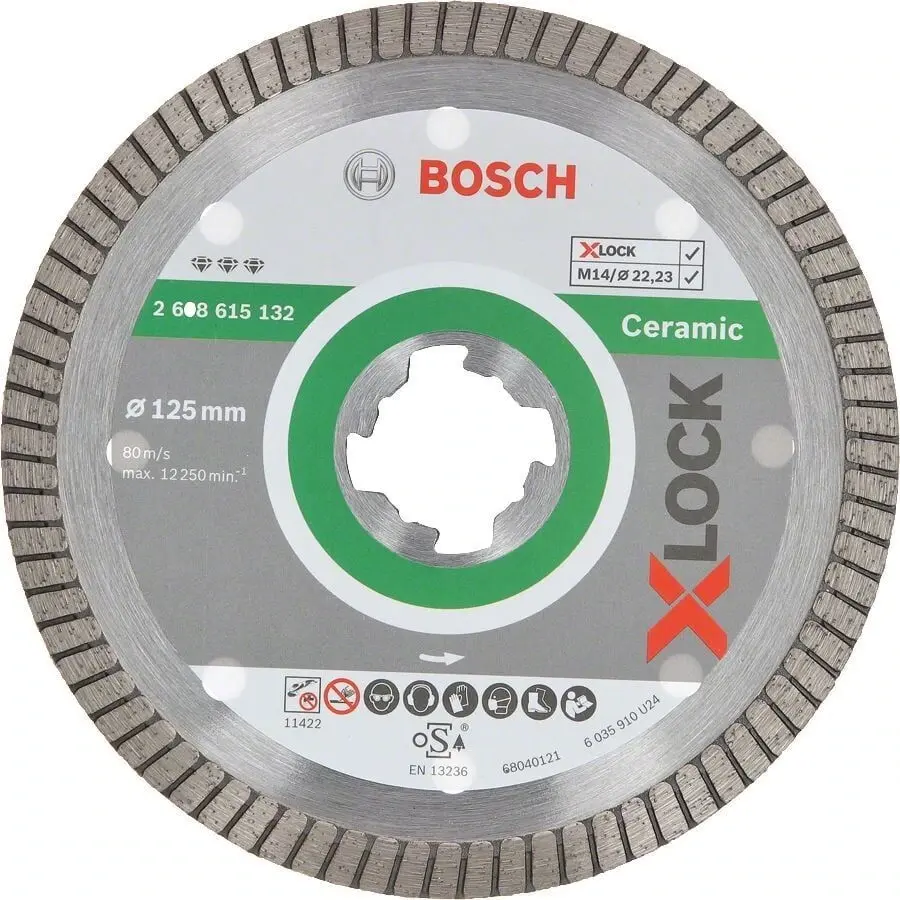 Bosch - X-LOCK - Best Serisi Seramik İçin, Extra Temiz Kesim Turbo Segman Elmas Kesme Diski 125 mm