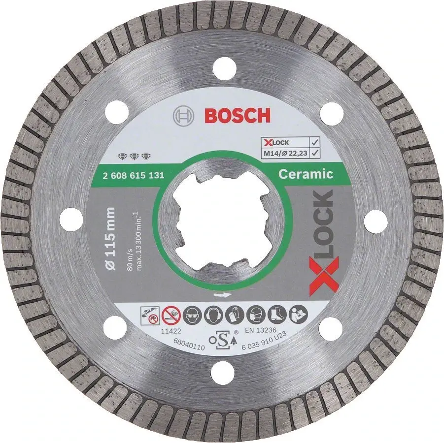 Bosch - X-LOCK - Best Serisi Seramik İçin, Extra Temiz Kesim Turbo Segman Elmas Kesme Diski 115 mm