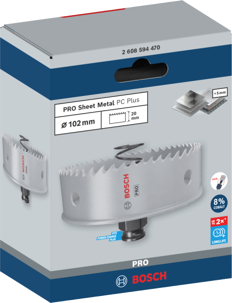Bosch PRO Sheet Metal PC Plus Delik Açma Testeresi (Panç) – 102 mm – 2608594470