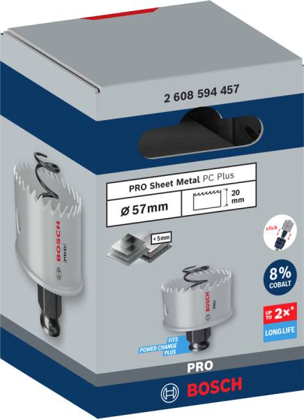 Bosch PRO Sheet Metal PC Plus Delik Açma Testeresi (Panç) – 57 mm – 2608594457