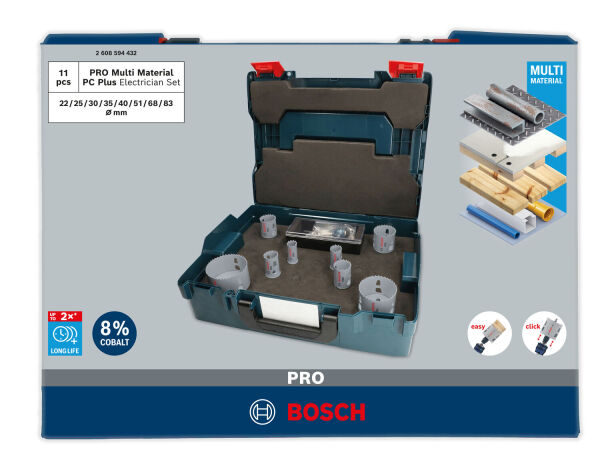 Bosch PRO Multi Material PC Plus Delik Açma Testeresi (Panç) Seti – 11 Parça – 2608594432