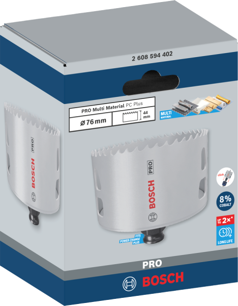 Bosch PRO Multi Material PC Plus Delik Açma Testeresi (Panç) – 76 mm – 2608594402