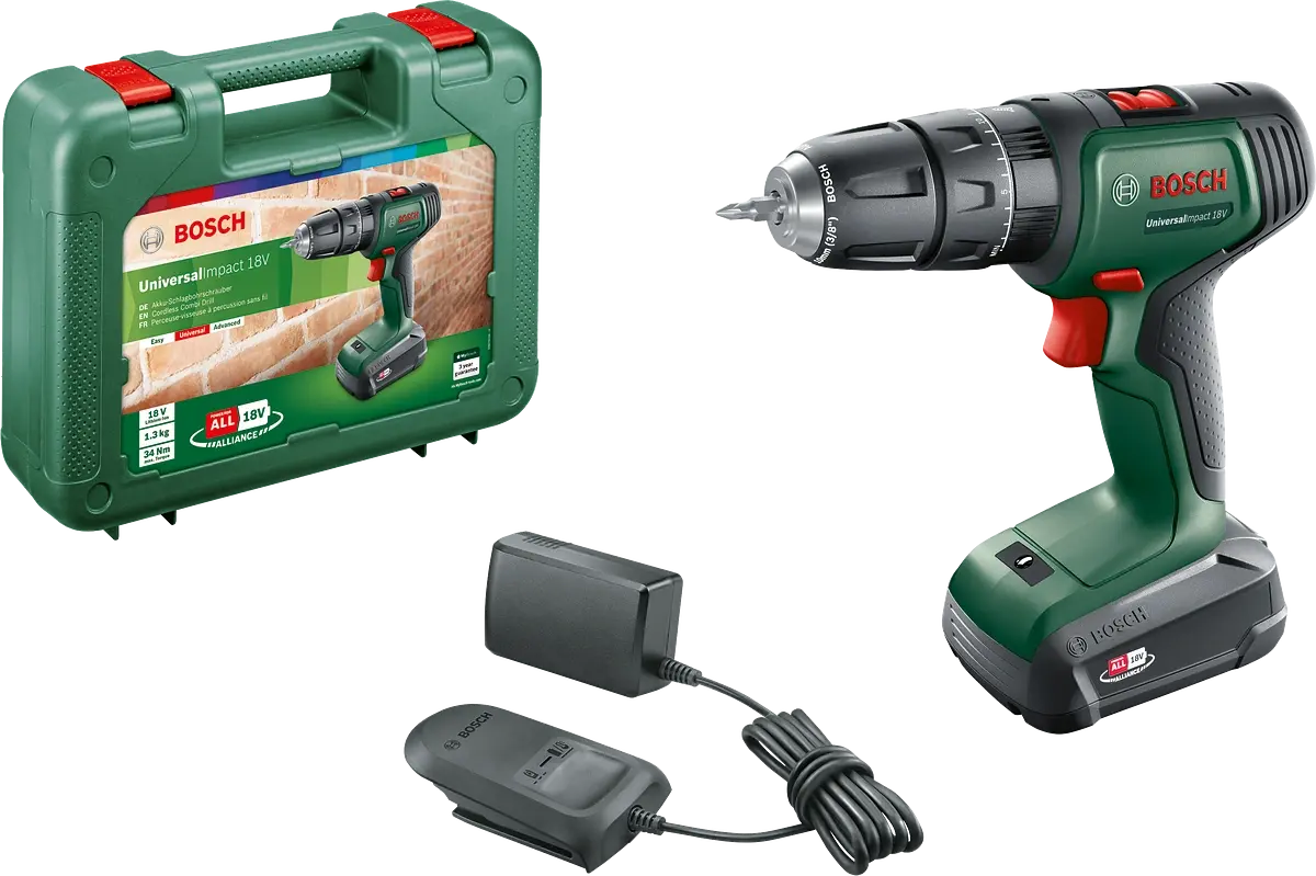 Bosch UniversalImpact 18 Tek Akülü Darbeli Delme Vidalama Makinesi (1 x 1,5Ah)