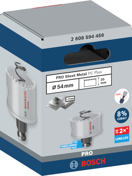 Bosch PRO Sheet Metal PC Plus Delik Açma Testeresi (Panç) – 54 mm – 2608594456