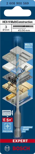 Bosch EXPERT HEX-9 MultiConstruction Delme Ucu 6,5 x 60 x 100 mm
