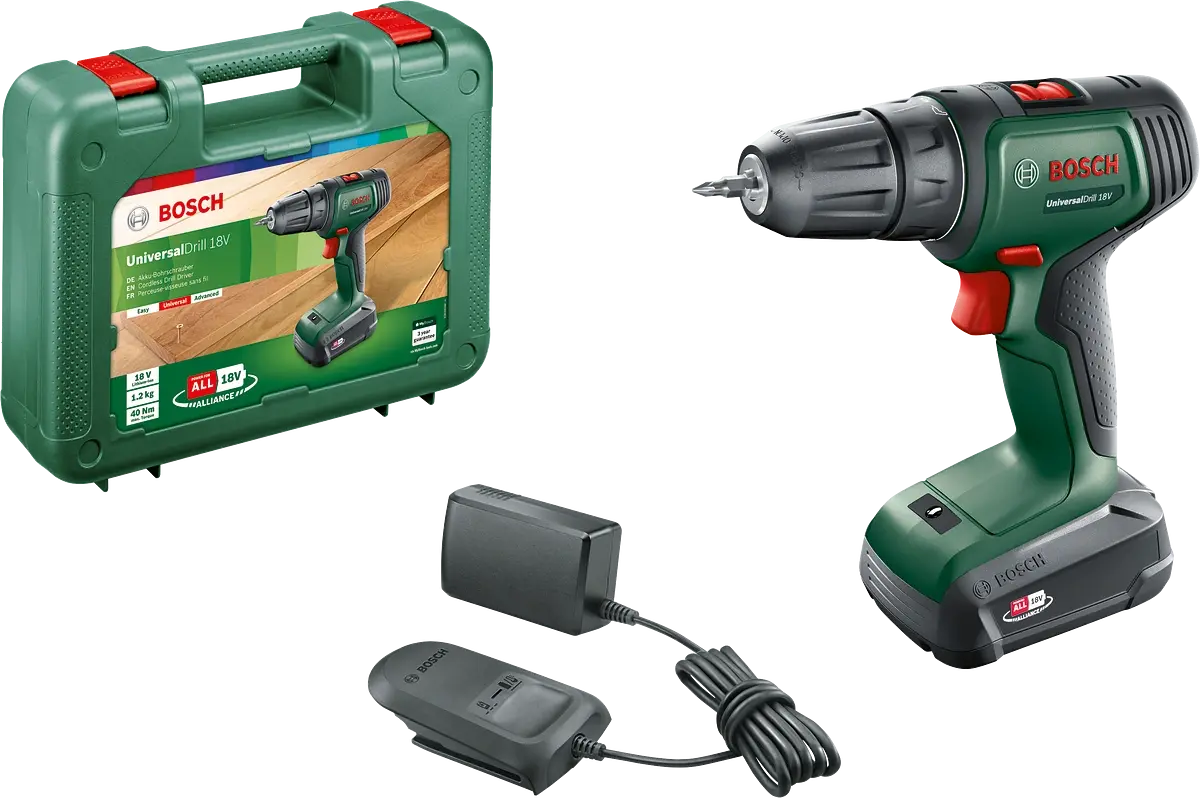 Bosch UniversalDrill 18 Tek Akülü Delme Vidalama Makinesi (1 x 1,5Ah)