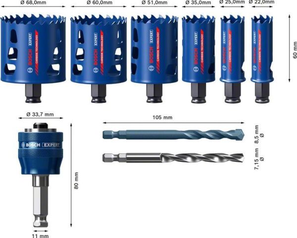 Bosch Delik Açma Testeresi Expert Seti eHD (8 Adet) (v1) – 2608900445