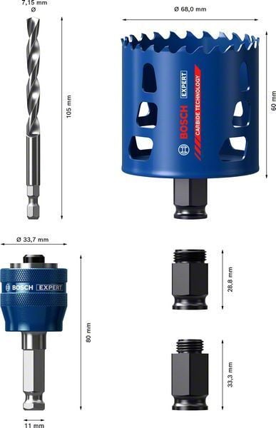 Bosch Delik Açma Testeresi Expert PC-Plus eHD Seti 68 mm – 2608900450