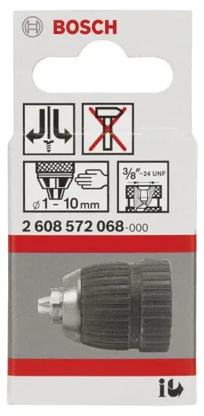 Bosch 1-10 mm - 3/8''-24 Anahtarsız Mandren