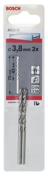 Bosch HSS-G 3,8*75 mm 2'li Paket