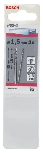 Bosch HSS-G 1,5*40 mm 2'li Paket